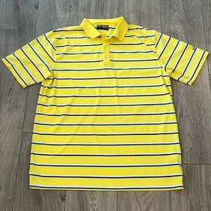 Callaway Golf Polo Shirt Mens Size Large Opti Dri Yellow Striped Short Sleeve